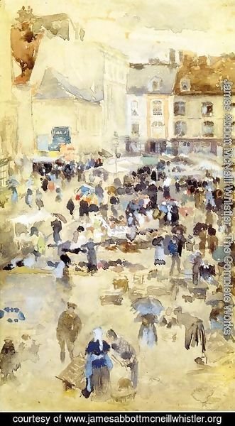 James Abbott McNeill Whistler - Variations in Violet and Grey - Market Place, Dieppe