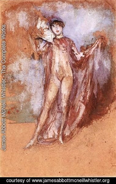 James Abbott McNeill Whistler - Grey and Pink, a Draped Model with Fan