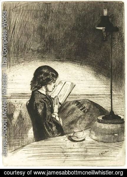 James Abbott McNeill Whistler - Reading By Lamplight