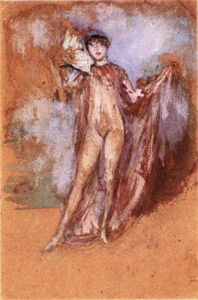 Grey and Pink, a Draped Model with Fan by James Abbott McNeill Whistler