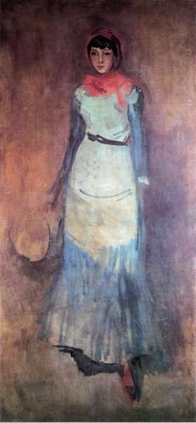 Harmony in Coral and Blue: Milly Finch by James Abbott McNeill Whistler