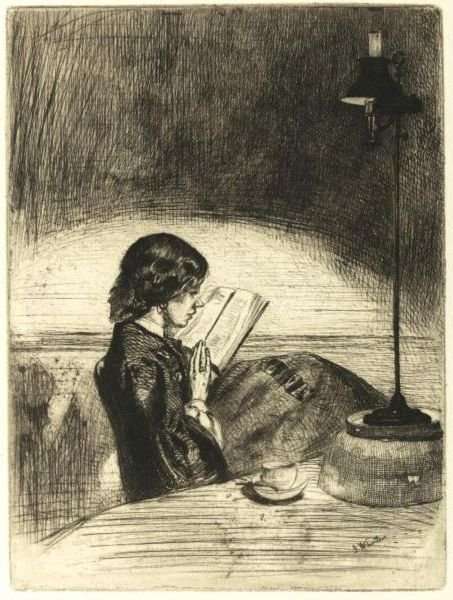 Reading By Lamplight by James Abbott McNeill Whistler
