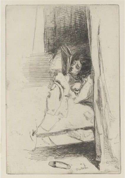 Reading In Bed by James Abbott McNeill Whistler