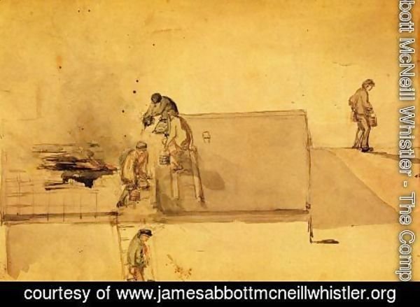 James Abbott McNeill Whistler - A Fire at Pomfret