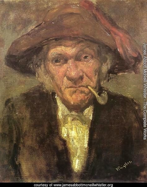 Head of an Old Man Smoking by James Abbott McNeill Whistler | Oil ...
